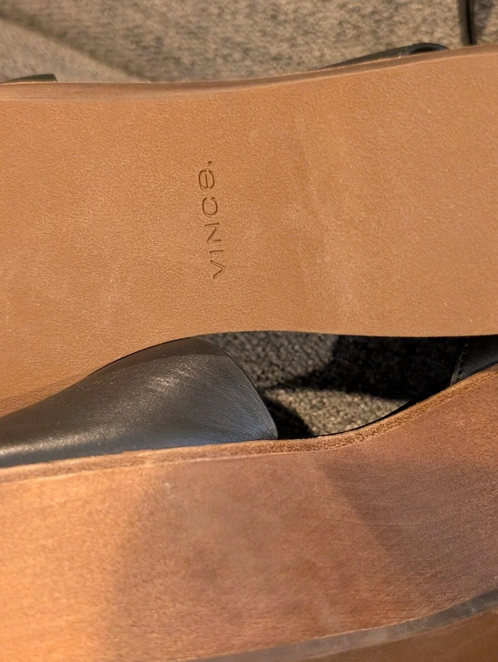 Vince Phillipa Leather Platform Sandal in Black/Brown